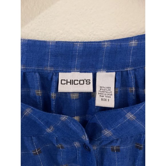 Chico's Blue and Silver Plaid Tunic Top. Cool and comfy. - Picture 8 of 10